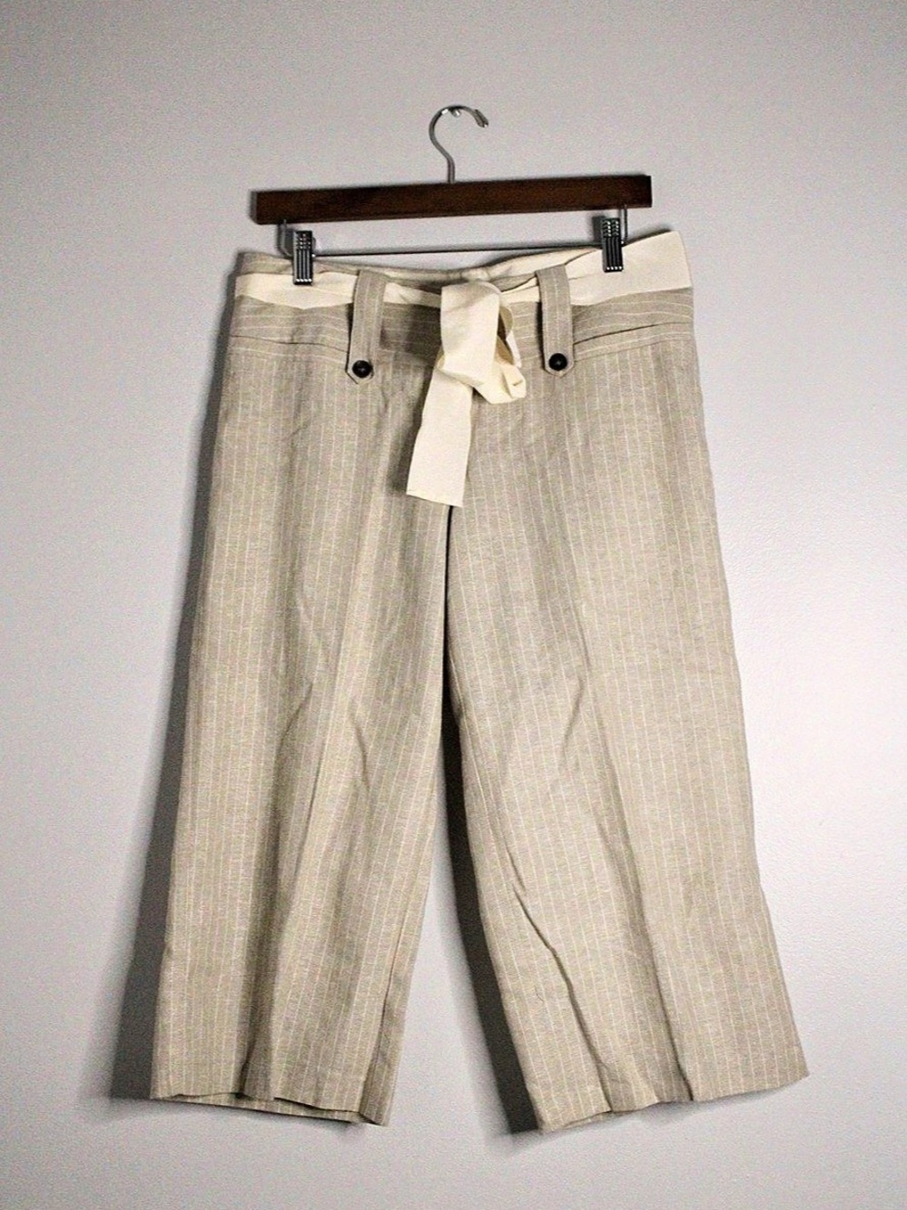 maurices Wide Leg Striped Pants in Beige Size 5/6